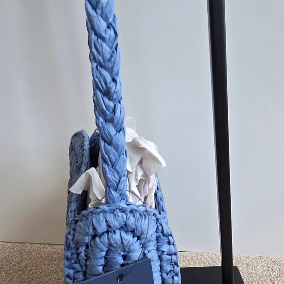 Polo Ralph Lauren Logo Raffia Crossbody Blue NWT - Picture 2 of 6